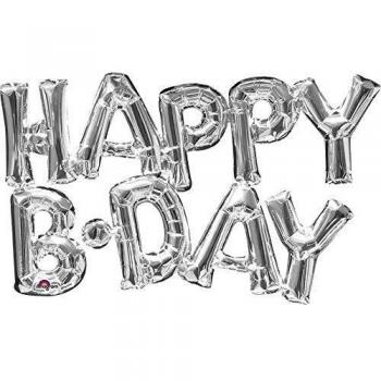 amscan 10132854 Silver Happy B-Day - Lámina de aluminio