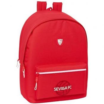 Mochila Escolar Safta Sevilla FC para Portátil 15,6 con USB - Diseño Ergonómico, Amplio Espacio de Almacenamiento, Bolsillos Multifuncionales, Tejido Reciclado, Dimensiones 31