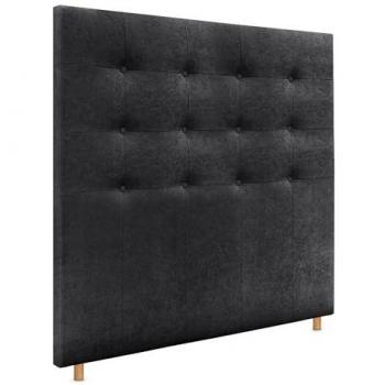 Cabecero Capitoné hasta el Suelo 150x120cm Tapizado en Tela y Polipiel Aqualine Negro