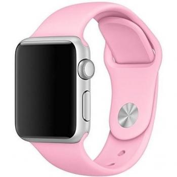 Apple Watch Correa, BigbigWo 38mm Band de Silicona Suave Reemplazo de Banda Correa Deportiva Rosa Claro Sport Band para Apple Watch Series 2 Series 1 Todos los Modelos 38mm, Rosa Claro