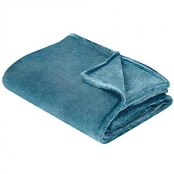 Manta Azul de Poliéster 200 x 220 cm Suave y Moderna Bayburt