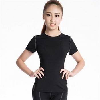 Entrenamiento deportivo suministros exteriores PRO Womans apretado ejecutando elástica transpirable Yoga Fitness sudor manga corta de secado rápido , peach , ropa lYoga