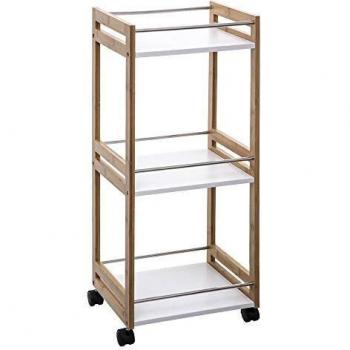 Carrito auxiliar de cocina natural y blanco