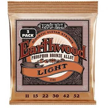Ernie Ball Earthwood Light Phosphor Bronze Acoustic Guitar Strings 11-52 (3-Pack)