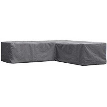Funda de exterior Perel para juego de jardín en forma L, color gris, dimensiones 250 cm x 250 cm x 70 cm