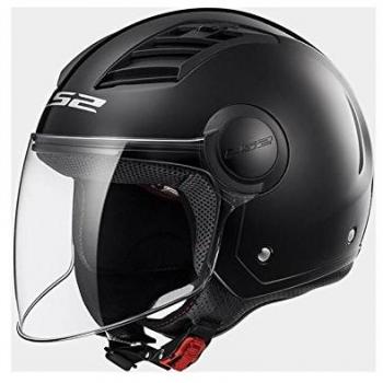 LS2, Casco jet moto Airflow, M, Patente Negro