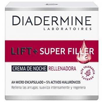 Diadermine Lift+ Super Rellenador Crema de Noche, con Micro Cápuslas de Ácido Hialurónico, para Pieles Maduras, Acción Antiarrugas, 50 mililitros