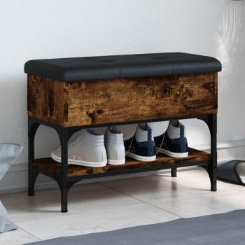 Banco zapatero de madera multicapa roble ahumado 62x32x45 cm