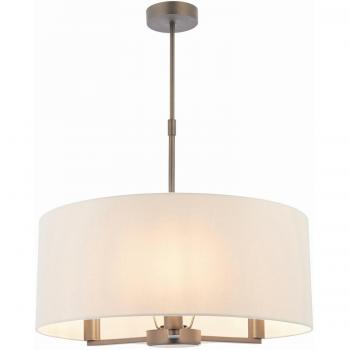 Lámpara colgante Daley de 3 luces en acero con tela de bronce envejecido y tela de mármol