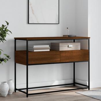 Mesa consola de madera de ingeniería 100x40x75 cm en colores Negro, Roble ahumado y Gris sonoma, ideal como mesa de sofá o mueble recibidor