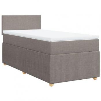 Cama box spring con colchón de muelles Tortor 90x190 cm en tela gris taupe