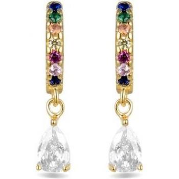 Pendientes de Plata de Ley 925 con Circonita Multicolor y Baño de Oro Amarillo de 18K - Colección Intheon Trendcon