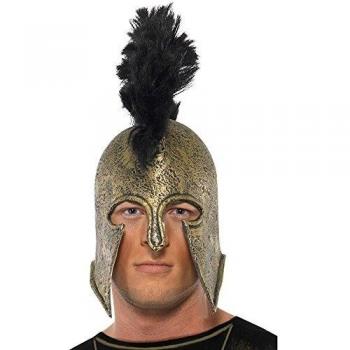 Smiffys-37286 Casco de Aquiles Deluxe, Oro, Látex, color, Tamaño único
