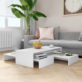 Mesa de centro extraíble blanca de 100x100x26,5 cm en multicapa y madera contrachapada