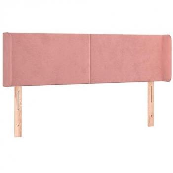Cabecero con LED de terciopelo rosa 147x16x78/88 cm