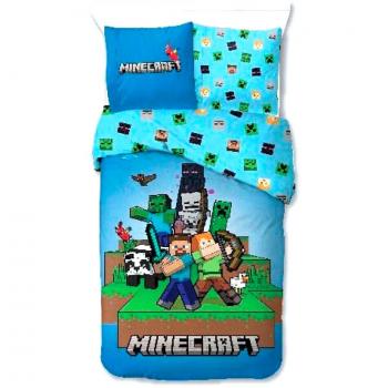 Funda Nordica Reversible Minecraft cama 90 o 105cm Microfibra