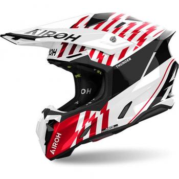 Airoh Casco de Cross Twist 3 Thunder Rojo Brillante - Casco de motocross, color rojo brillante, diseño aerodinámico, visera ajustable, interior desmontable y lavable, sistema de ventilación eficiente