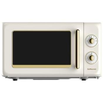 Microondas Solthermic MO20RCG Rústico Crema 20L con Acabados Dorados, Funciones de Descongelar y Recalentar, 6 Niveles de Potencia