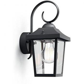 Philips myGarden Buzzard - Aplique de exterior, bombilla no incluida, casquillo E27, aluminio, color negro, diseñado para jardines y patios