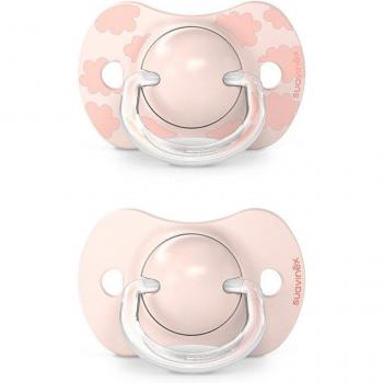 Chupete fisiológico Suavinex Sx Pro 0-6 meses (2ud) Dreams - Tetina de silicona, pack de 2 unidades, color rosa