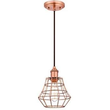 Lámpara colgante Westinghouse Nathan, color cobre cepillado, diseño de jaula angular E27
