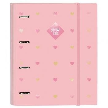 Carpeta 4 Anillas 35mm con Recambio Glowlab Hearts 27x32x3,5 cm