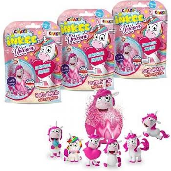 CRAZE INKEE Pack 3 Bombas de Baño Infantiles de Unicornios con Regalo Sorpresa figurita de Unicornio. para Bañera o Piscina 29428