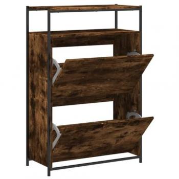 Zapatero de Madera Contrachapada Roble Ahumado 75x34x112 cm Multicapa