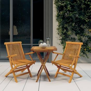Juego de comedor para jardín 3 piezas madera maciza de teca