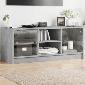 Mueble para TV con puertas de vidrio gris hormigón 102x37x42 cm Vidaxl