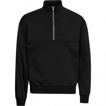 Colorful Standard Organic Deep Black 1/4 Zip Sweatshirt