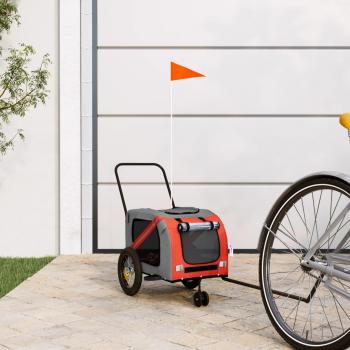 vidaXL Pet Bike Trailer - Orange and Black, Oxford Fabric, Iron Frame