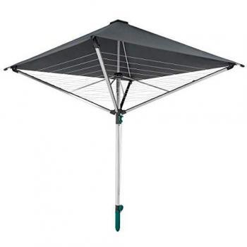 Tendedero Rotatorio Leifheit LinoProtect 400 con Techo Impermeable, 40m de Cuerda, Estructura de Aluminio