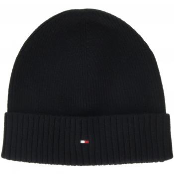 Tommy Hilfiger Pima Cotton Beanie Gorro de Punto, Negro