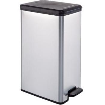 Curver Slim Bin - Papelera de Cocina con Pedal, Metalizada, 40 Litros