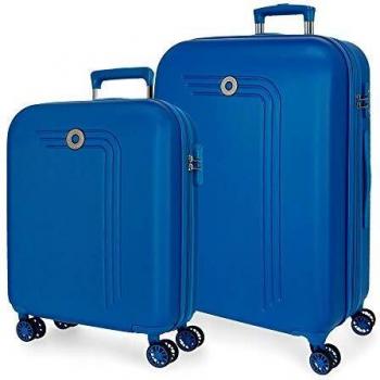 Movom Riga Juego de Maletas Azul 55/70 cms Rígida ABS Cierre combinación 109L 4 Ruedas Dobles Equipaje de Mano