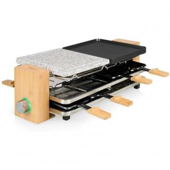 Raclette Princess Pure 162955 - Parrilla Eléctrica para 8 Personas con Potencia de 1300W y Placas Reversibles de 23x21cm