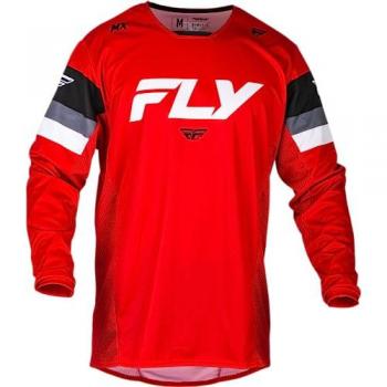 Camiseta de Cross FLY Racing Kinetic 535-Prix Rojo-Gris-Blanco, Maillot de motocross 2024, Talla L, Color Blanco-Rojo