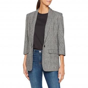 PIECES Pcfollie 3/4 Blazer, Chaqueta de Traje para Mujer, Dark Grey Melange, 42