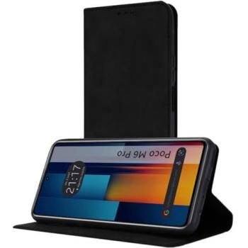 Funda Libro de Polipiel Negra con Tarjetero para Xiaomi Poco M6 Pro 4G