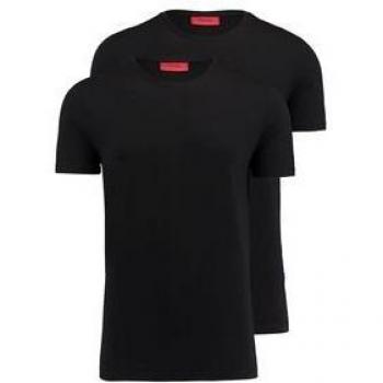 Pack 2 Camisetas HUGO para Hombre Round en Negro (L) - Casual, Algodón Sostenible, Manga Corta