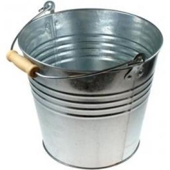 Desconocido M291818 - Cubo galvanizado con asa madera 10 litros