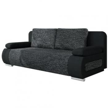 Sofá-cama Comfivo 144 con caja de ropa de cama Alova 04, dimensiones 200 x 77 x 92 cm, color negro