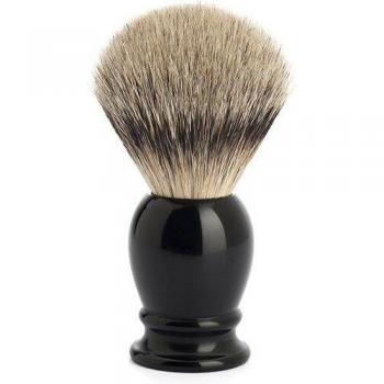 Brocha de Afeitar Mühle Tejón Punta Plata Negra L - Clásica y Elegante