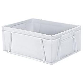Caja robusta de calidad alimentaria apilable Denox FAMESA 15 litros, color blanco, mediana