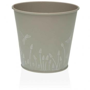 Maceta Redonda Zink S Grey - Medidas 14x12x14 Cm - Material Metal
