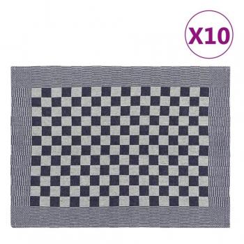 Paños de cocina 10 uds algodón 50x70 cm color azul y blanco, negro y blanco