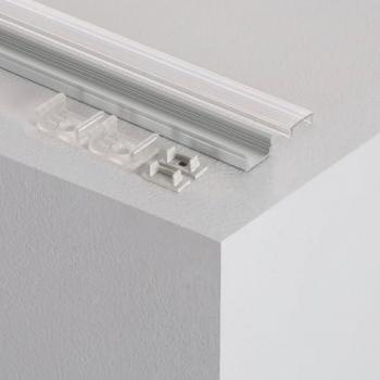 Perfil de Aluminio Superficie con Tapa Continua para Tiras LED hasta 12 mm, Tapa Transparente, 8 m