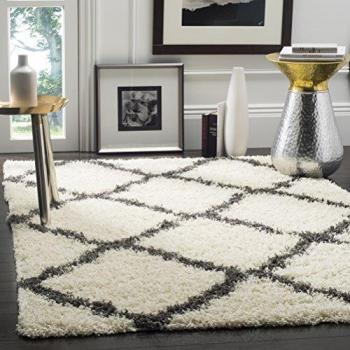 Safavieh Neutral/Gray Shag Area Rug - 6' x 9' Geometric Diamond Trellis
