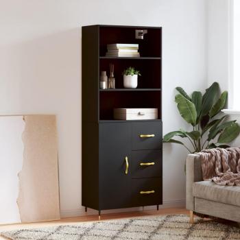 Aparador alto de madera contrachapada negro 69,5x34x180 cm vidaXL
